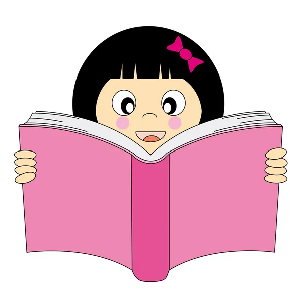 本を読んで幸せな女の子 — ストックベクタ