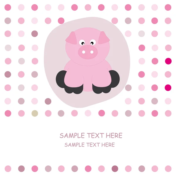 Un cochon dans la carte de vœux — Image vectorielle