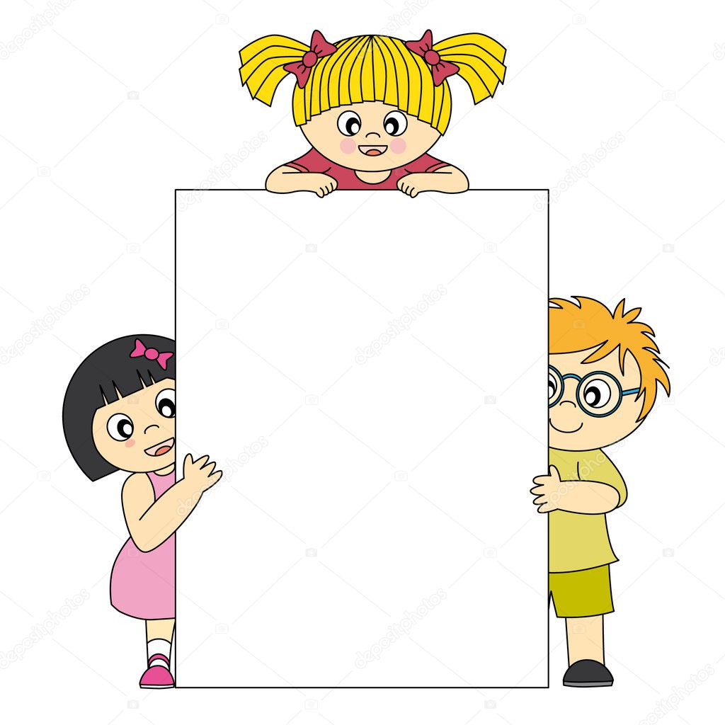 Kids with blank banners for your message