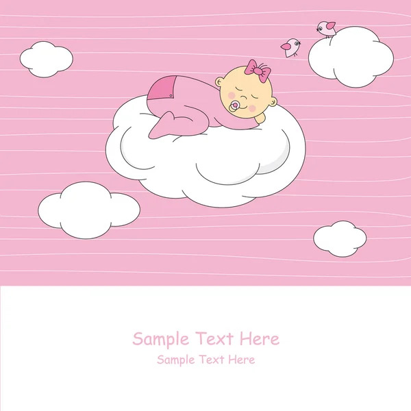 Bébé fille dormir sur un nuage — Image vectorielle