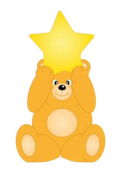 Teddybeer met ster — Stockvector
