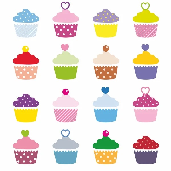 Eine Auswahl an leckeren Cupcakes — Stockvektor