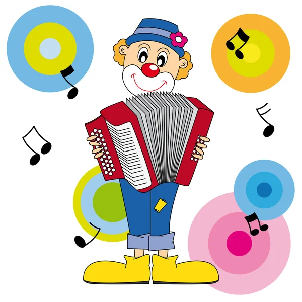 Клоун играет на аккордеоне — стоковый вектор