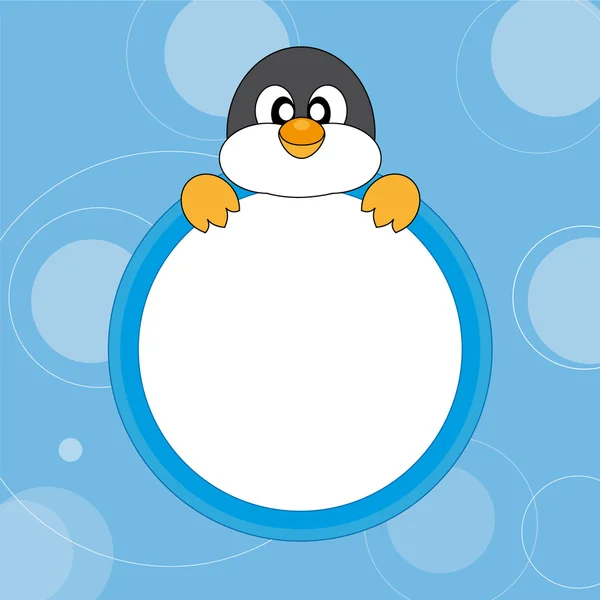 Cute Penguin. Vector. Greeting Card — Stock Vector
