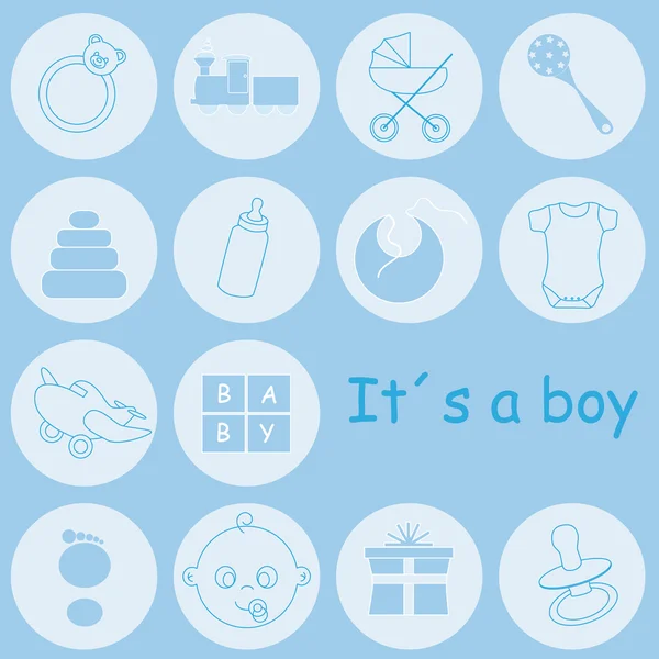 Baby boy érkezés bejelentő kártya — Stock Vector