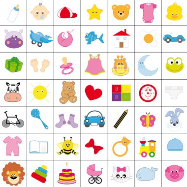 Baby icons in color clipart