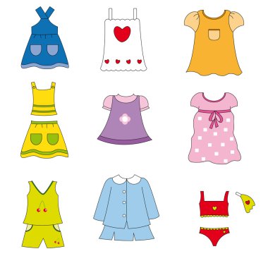 Girl clothes for spring and summer clipart