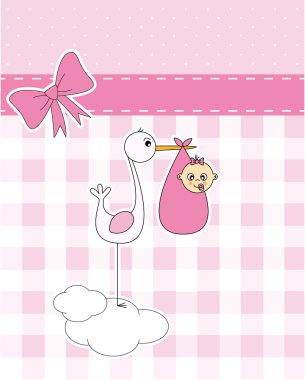 Stork with newborn baby clipart