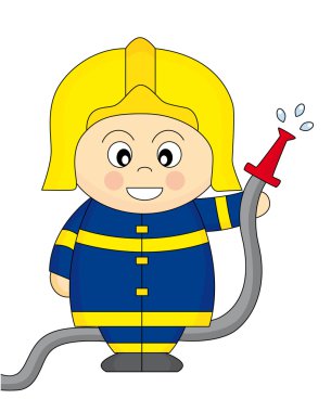 Fireman holding a fire hose clipart