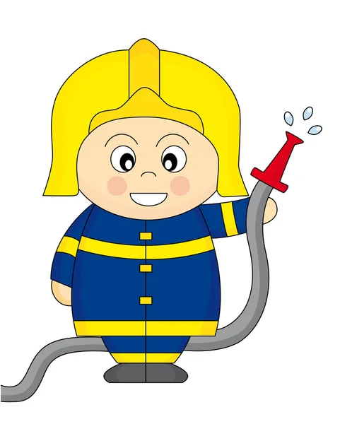 Pompier tenant un tuyau d'incendie — Image vectorielle