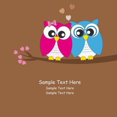 Valentine Card. Couple of owls in love. clipart