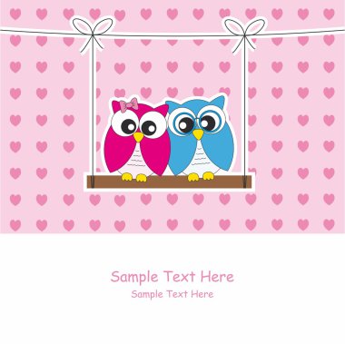 Valentine Card. Couple of owls in love. clipart