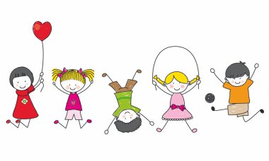 Happy kids playing clipart