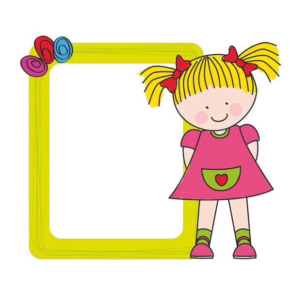 Baby girl with a frame — Stock Vector