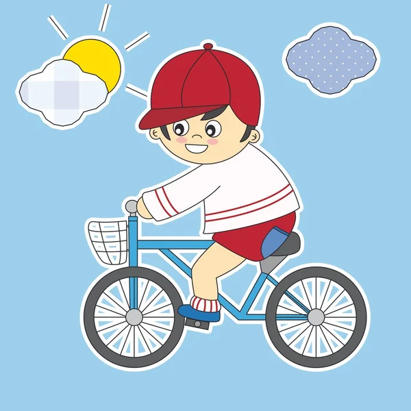 Kind auf dem Fahrrad — Stockvektor