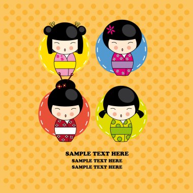 Kokeshi dolls clipart