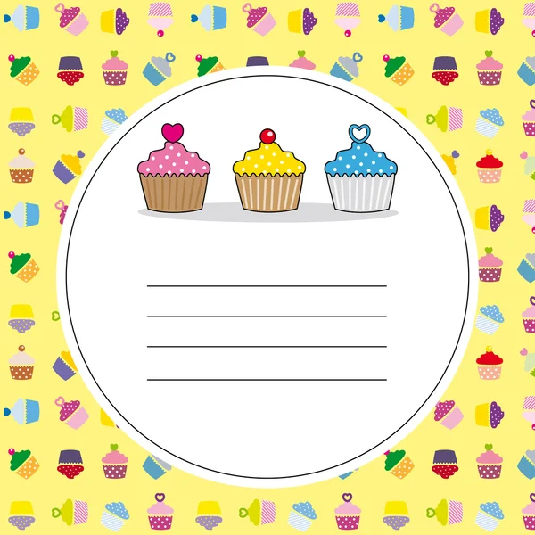 Cartão deliciosos cupcakes — Vetor de Stock