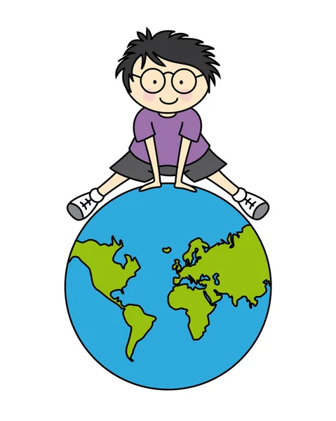 Garçon avec globe — Image vectorielle