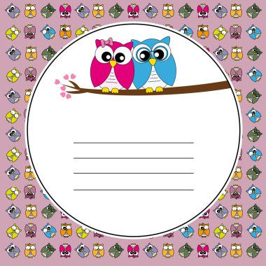 Couple of owls in love clipart