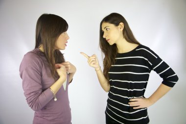 Girl discussing and fighting clipart