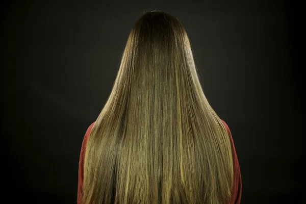 Horizontal gorgeous strait long brunette hair — Stock Photo, Image