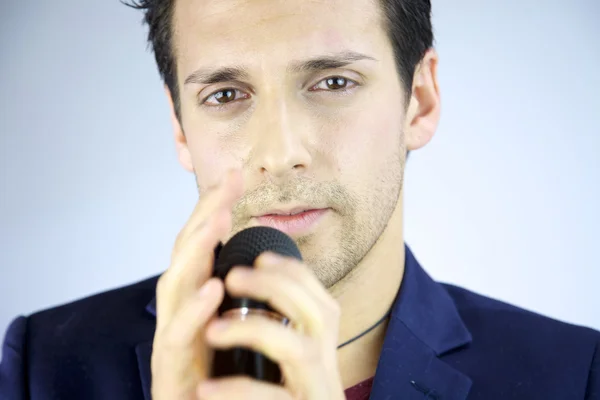 Closeup of singer looking into camera — Stock Photo, Image