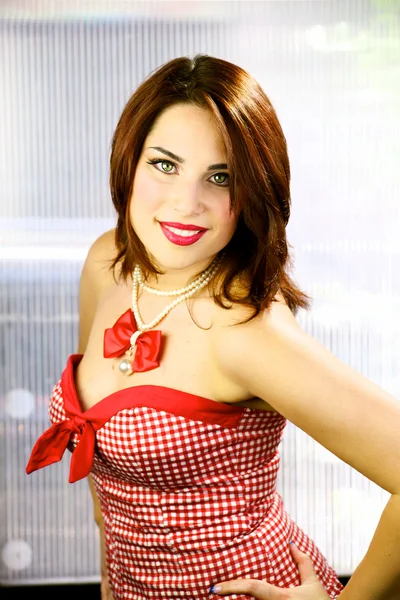 Christmas portrait of italian beautiful redhead girl — Stock Photo, Image