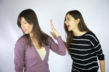 Girls shouting at each other clipart