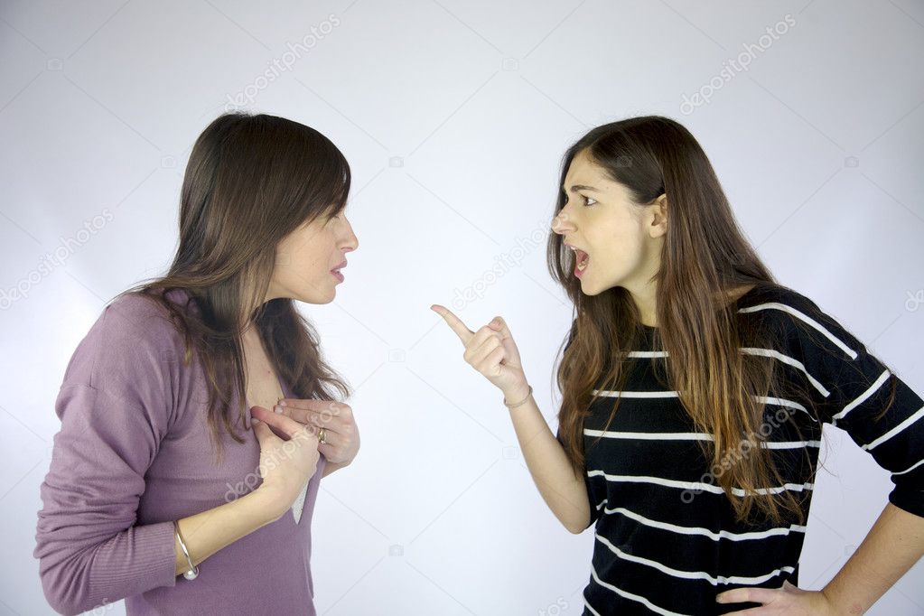Girls arguing strongly very angry