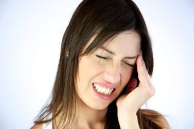 Gorgeous model with strong headache clipart