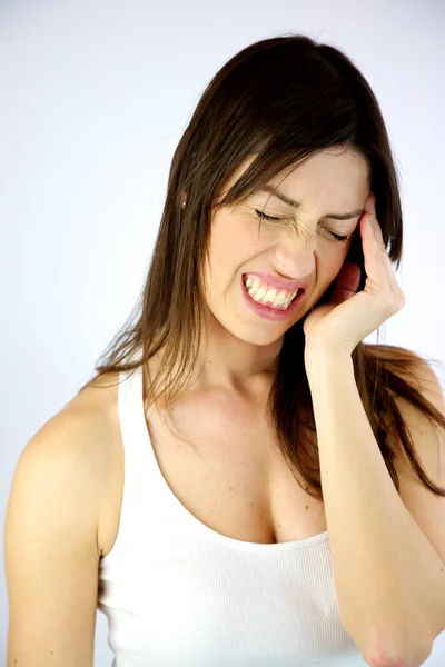 Girl with strong headache — Stock Photo, Image