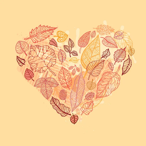 Herz der Herbstblätter. — Stockvektor