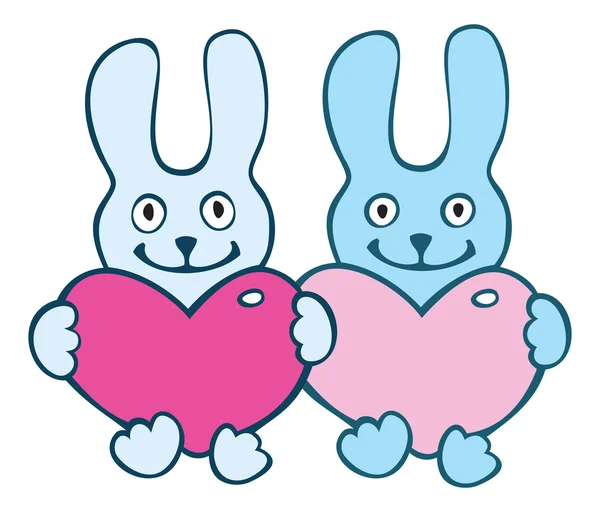 Lovers cartoon rabbits — Stock Vector
