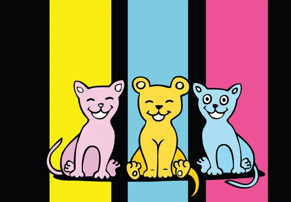 Lovers cartoon cats set — Stock Vector