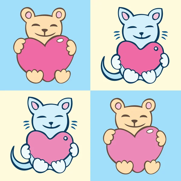 Lovers dibujos animados gatos conjunto — Vector de stock