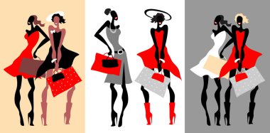 Beautiful Retro Fashion women set. clipart