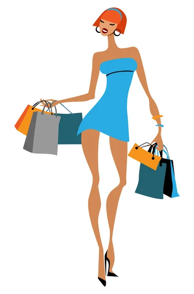 Shopping girl — Stock Vector