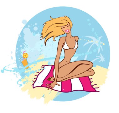 Yaz kız sahilde.