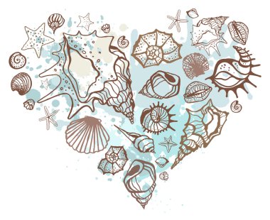 Heart of the shells. Hand drawn vector illustration clipart