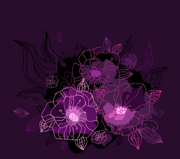 Belle pivoine violette. Illustration vectorielle dessinée main — Image vectorielle