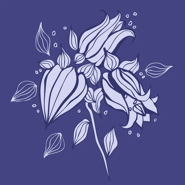 Piękny purpurowy kwiat. ręcznie rysowane wektorowej — Wektor stockowy