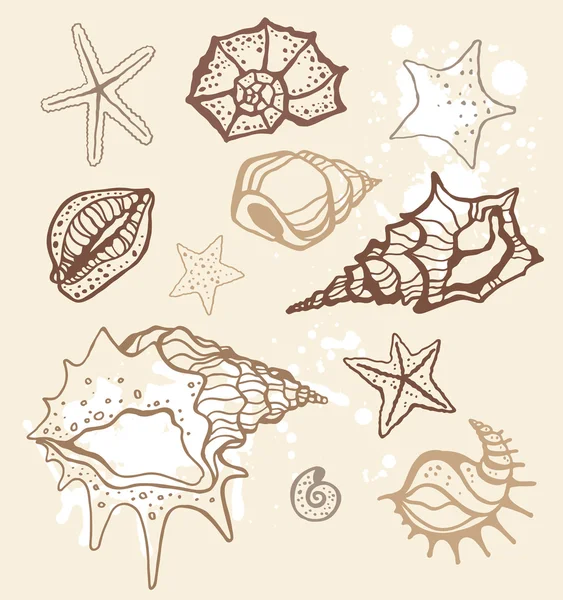 Sea collection. Hand drawn vector illustration — Stock Vector