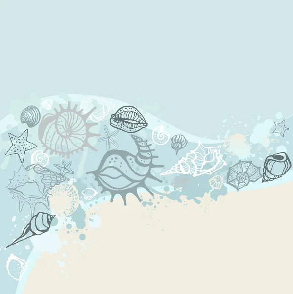 海の背景。手描き下ろしベクトル イラスト — ストックベクタ
