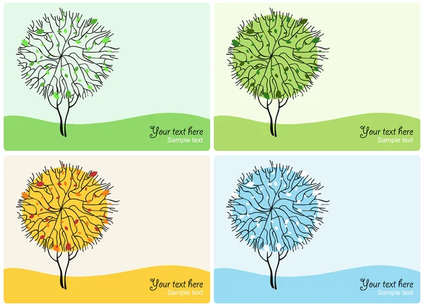抽象的なベクトルの木。フォー シーズン — ストックベクタ