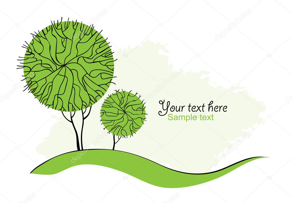 Stylized green trees for design. Vector illustration