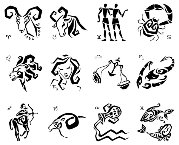 Horoscop Zodiac Stele semne, set vectorial . — Vector de stoc