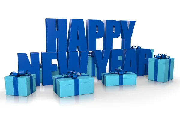 New year blue boxes — Stock Photo, Image