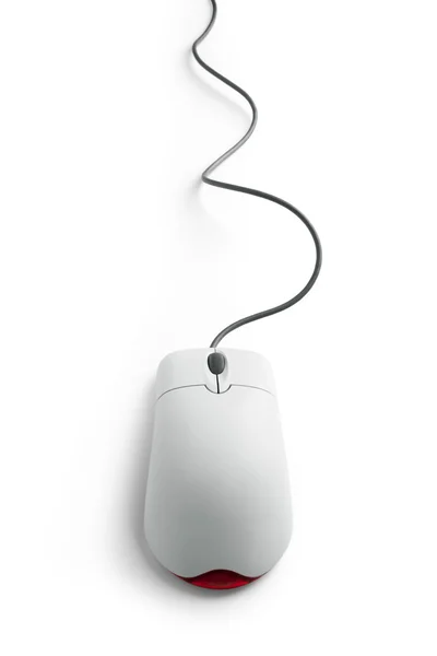 Plastová optická počítačová myš na bílém pozadí — Stock fotografie