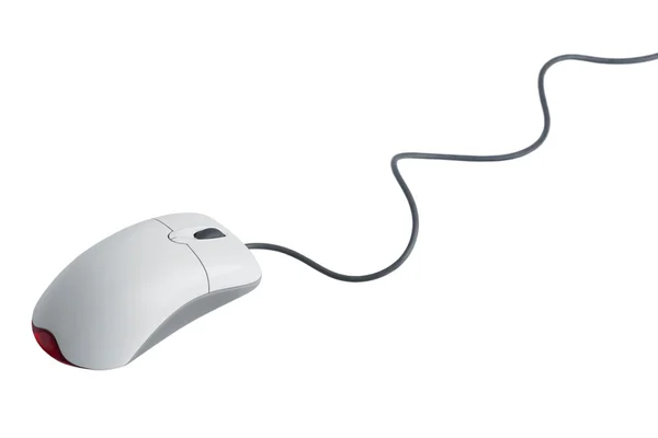 Белая пластиковая компьютерная мышь — стоковое фото