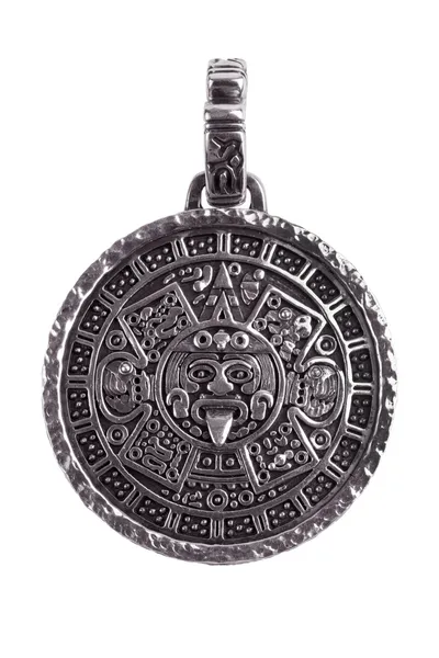 Pendant engraved with the Mayan calendar — Stock Photo, Image